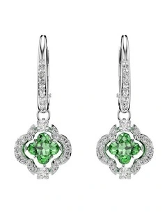 Una Angelic drop earrings Mixed cuts Rhodium plated in Green