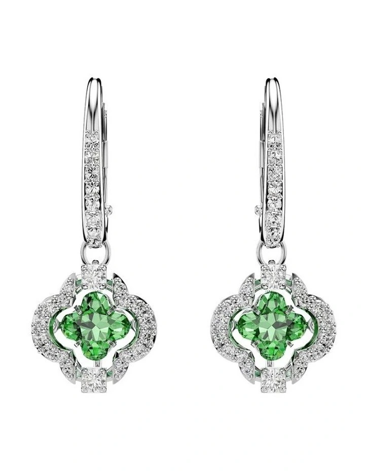 Una Angelic drop earrings Mixed cuts Rhodium plated in Green image 1