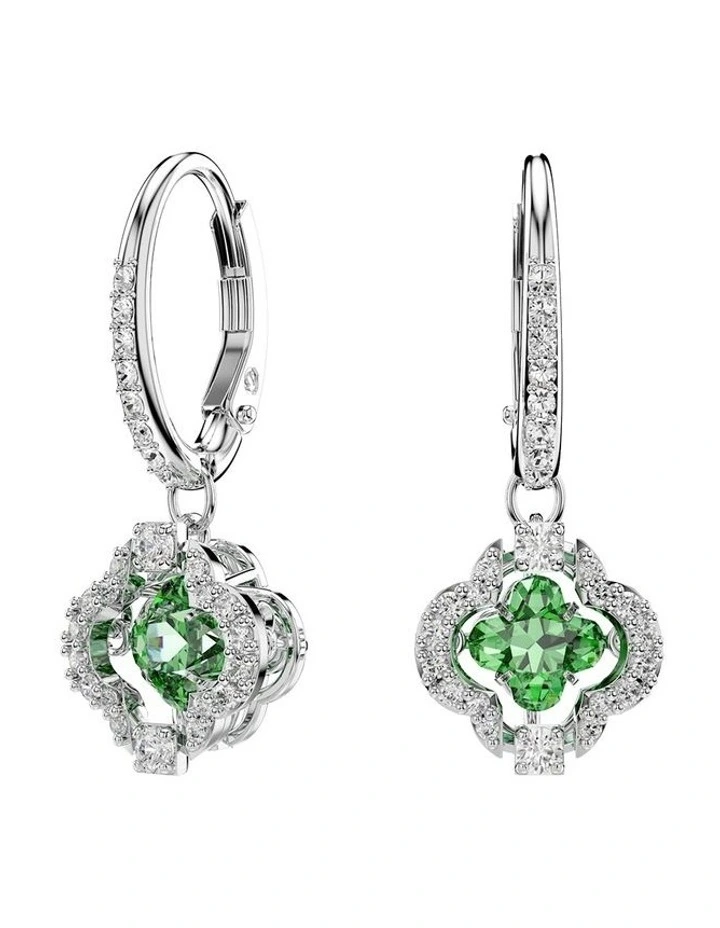 Una Angelic drop earrings Mixed cuts Rhodium plated in Green image 2