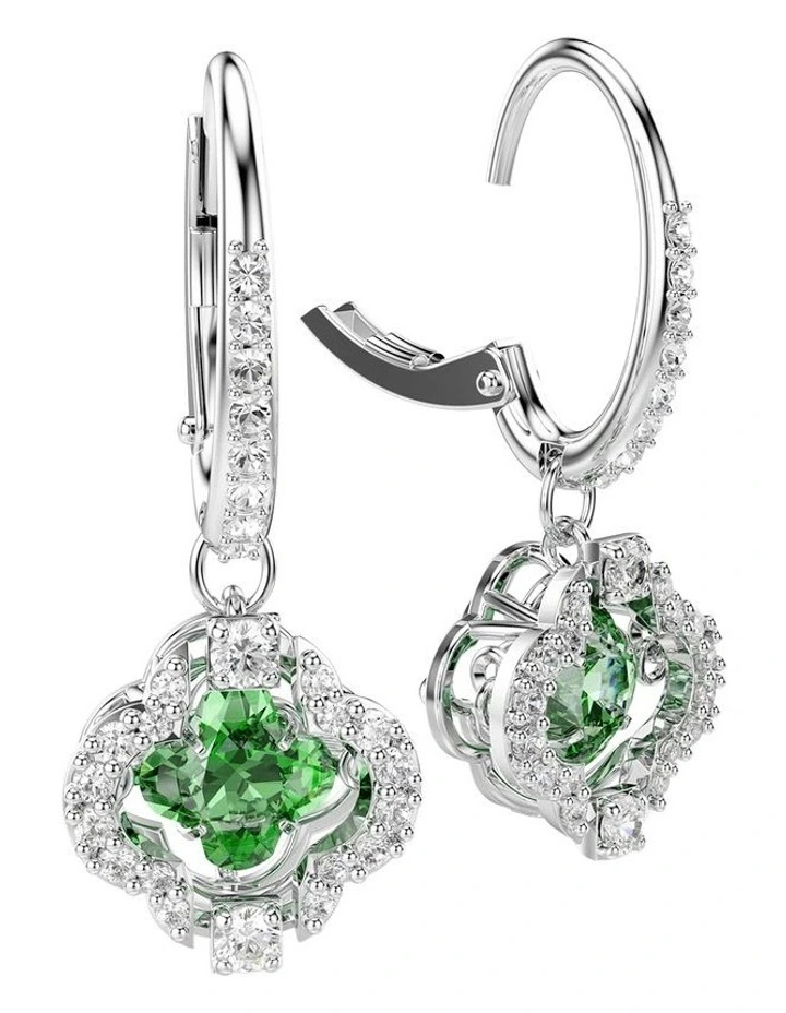 Una Angelic drop earrings Mixed cuts Rhodium plated in Green image 3