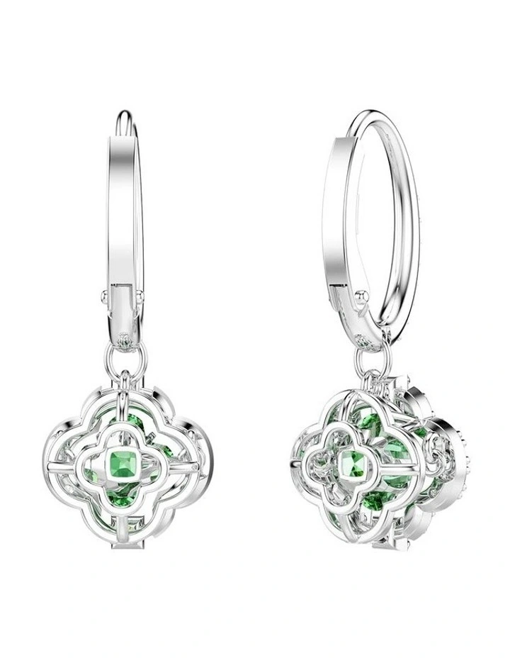 Una Angelic drop earrings Mixed cuts Rhodium plated in Green image 4