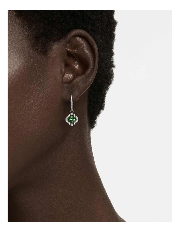 Una Angelic drop earrings Mixed cuts Rhodium plated in Green image 5