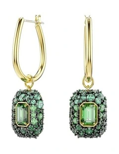 Sublima drop earrings Octagon cut 18K gold finish in Green