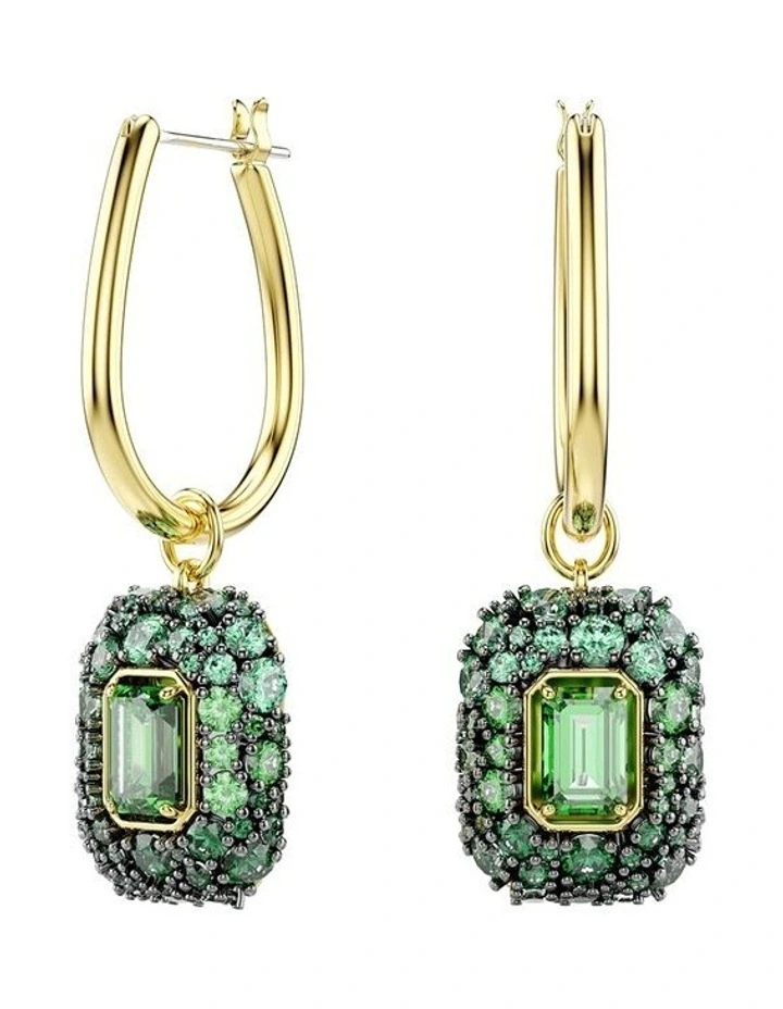 Sublima drop earrings Octagon cut 18K gold finish in Green image 1