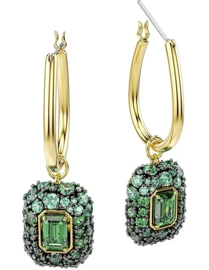 Sublima drop earrings Octagon cut 18K gold finish in Green image 3