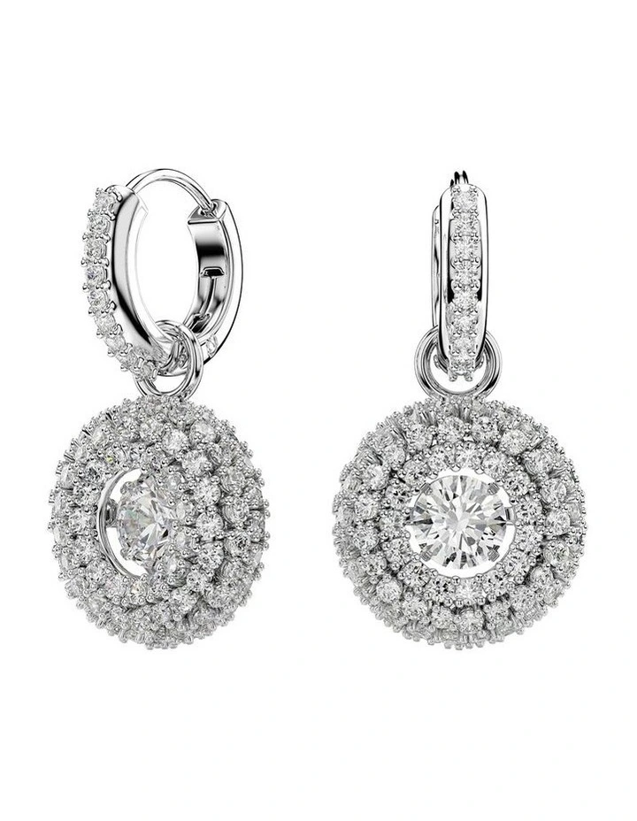 Sublima drop earrings Round cut Rhodium plated in White image 1