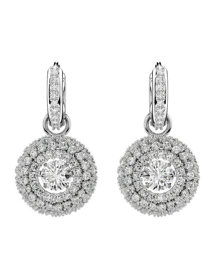 Sublima drop earrings Round cut Rhodium plated in White image 2