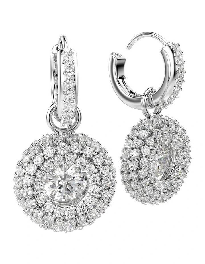 Sublima drop earrings Round cut Rhodium plated in White image 3
