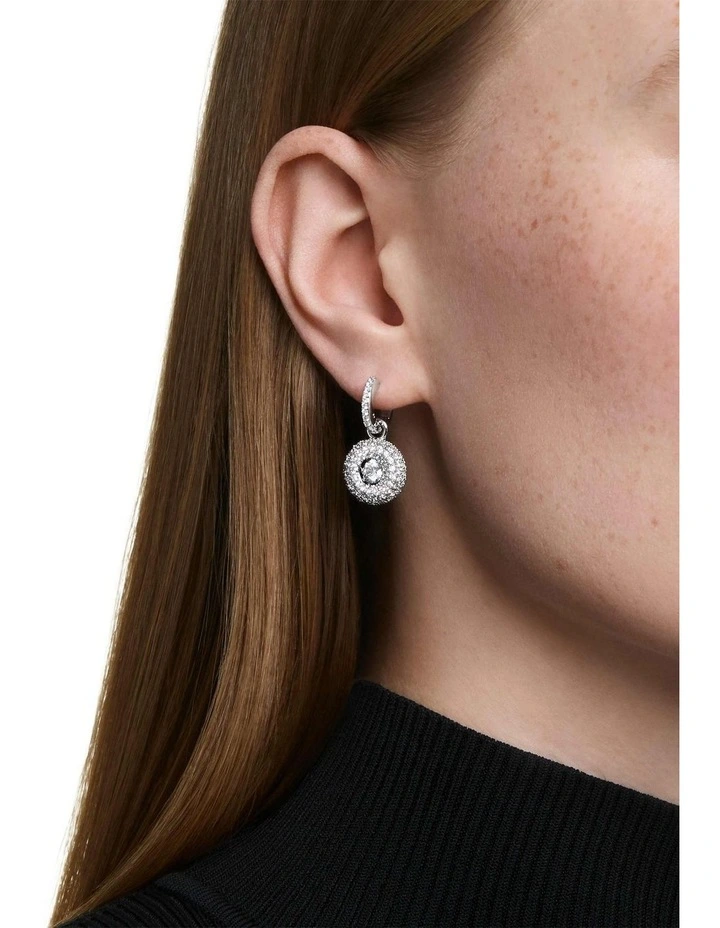 Sublima drop earrings Round cut Rhodium plated in White image 5