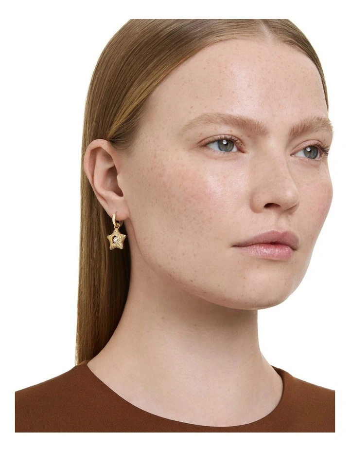 Sublima drop earrings Round cut Star 18K gold finish in Multicoloured image 5