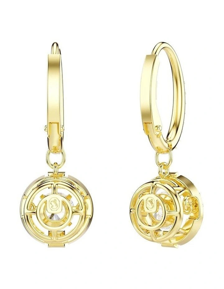 Una Angelic drop earrings Round cut 18K gold finish in White image 4