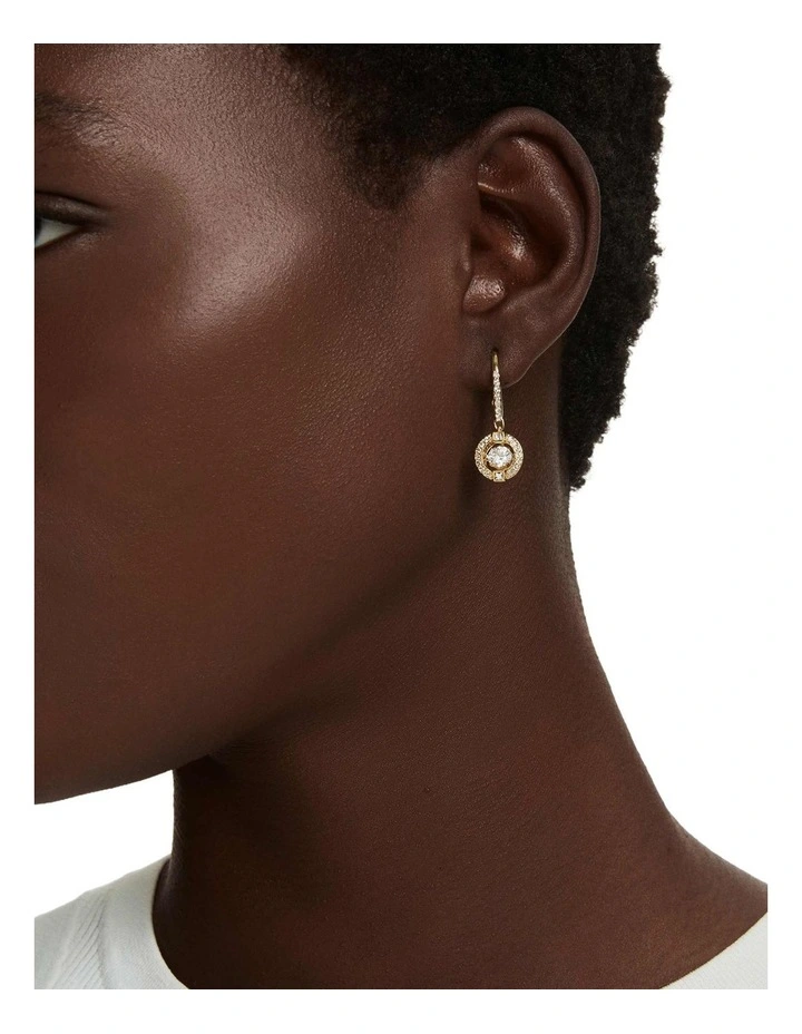 Una Angelic drop earrings Round cut 18K gold finish in White image 5