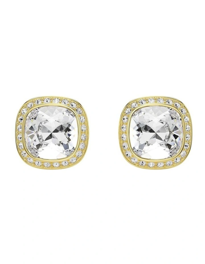 Una Angelic stud earrings Cushion cut 18K gold finish in White image 1