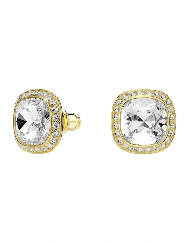 Una Angelic stud earrings Cushion cut 18K gold finish in White image 2