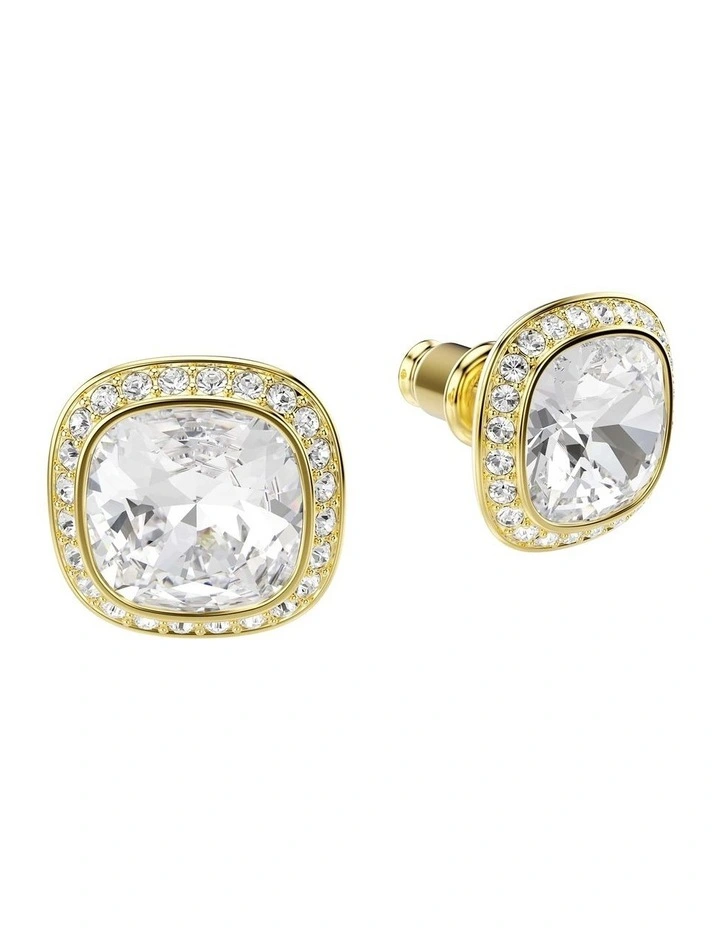 Una Angelic stud earrings Cushion cut 18K gold finish in White image 3