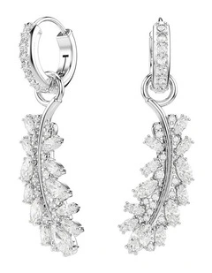 Vienna earrings Mixed cuts Feather Rhodium plated in White