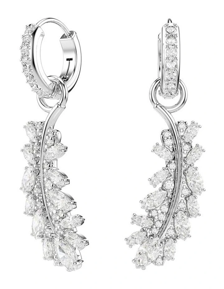 Vienna earrings Mixed cuts Feather Rhodium plated in White image 1