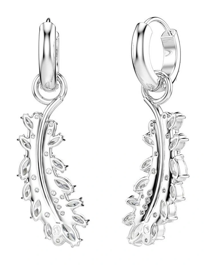 Vienna earrings Mixed cuts Feather Rhodium plated in White image 4