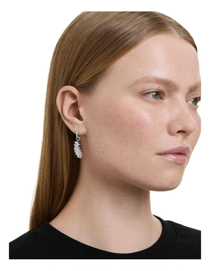Vienna earrings Mixed cuts Feather Rhodium plated in White image 5