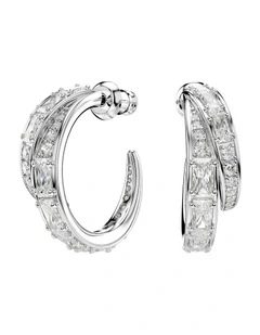 Vienna hoop earrings Mixed cuts Rhodium plated in White