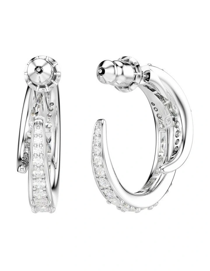 Vienna hoop earrings Mixed cuts Rhodium plated in White image 4