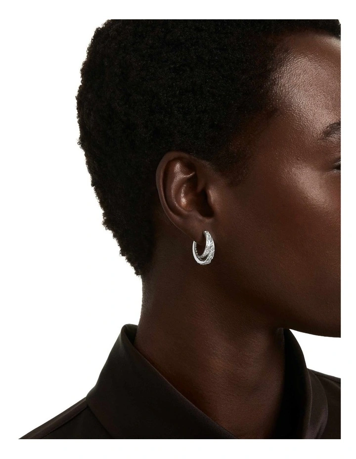 Vienna hoop earrings Mixed cuts Rhodium plated in White image 5