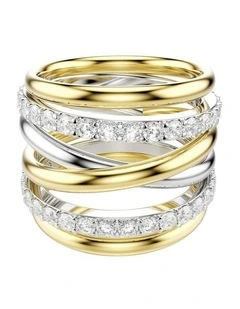 Hyperbola cocktail ring Round cut Mixed metal finish in White