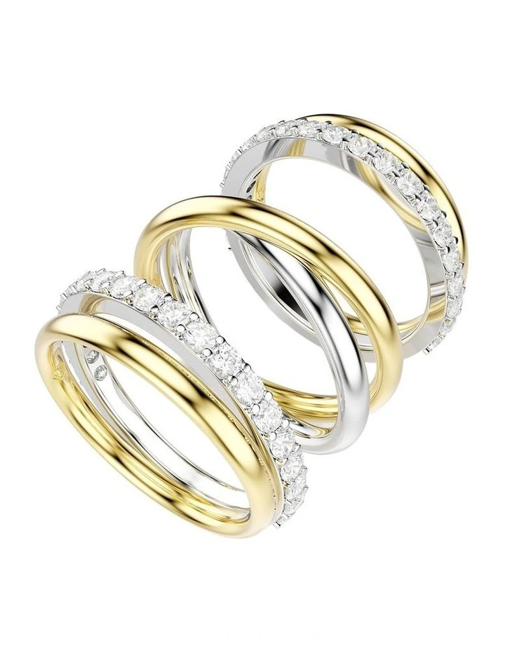 Hyperbola cocktail ring Round cut Mixed metal finish in White image 2