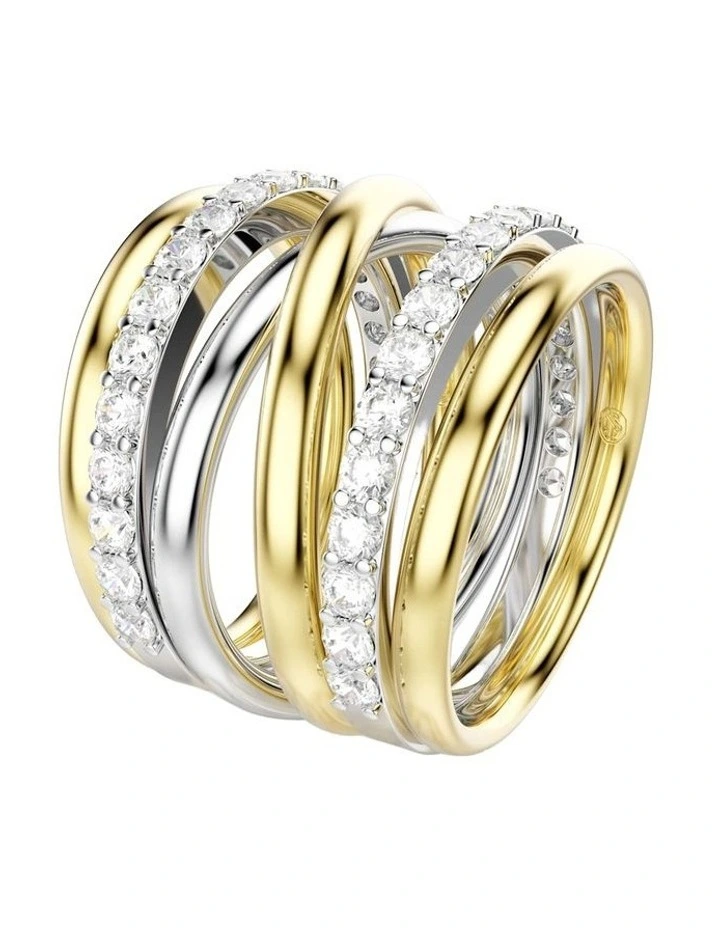 Hyperbola cocktail ring Round cut Mixed metal finish in White image 3