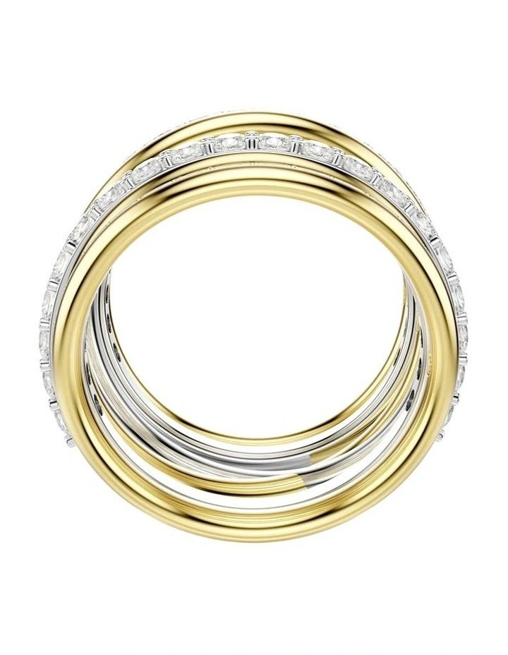 Hyperbola cocktail ring Round cut Mixed metal finish in White image 4