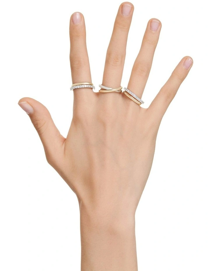 Hyperbola cocktail ring Round cut Mixed metal finish in White image 6
