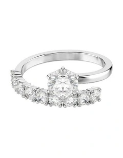 Matrix open ring Round cut Rhodium plated in White