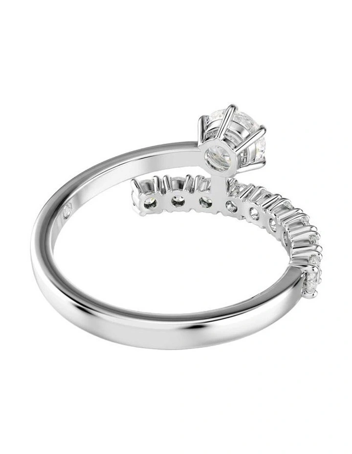 Matrix open ring Round cut Rhodium plated in White image 4