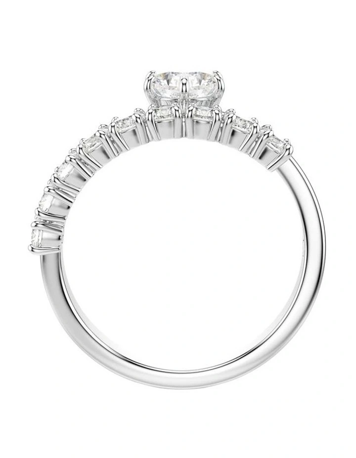 Matrix open ring Round cut Rhodium plated in White image 3