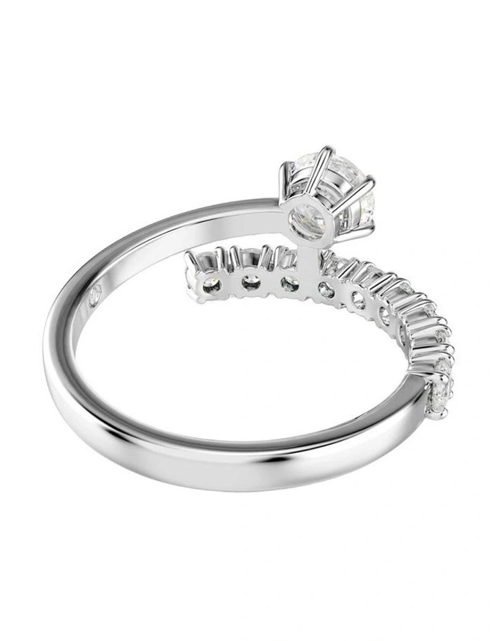 Matrix open ring Round cut Rhodium plated in White image 4