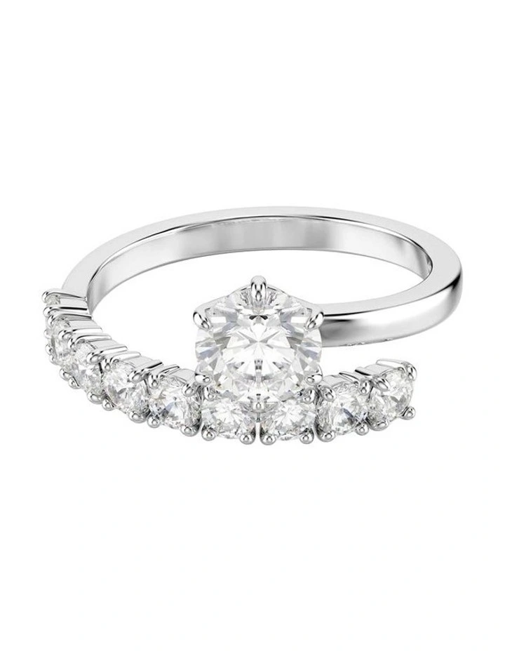 Matrix open ring Round cut Rhodium plated in White image 1
