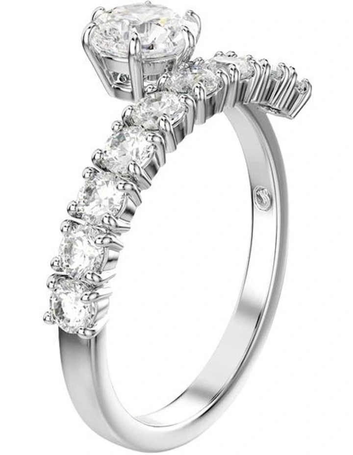 Matrix open ring Round cut Rhodium plated in White image 2