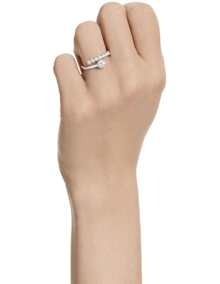 Matrix open ring Round cut Rhodium plated in White image 5