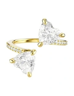 Mesmera open ring Heart cut Pav 18K gold finish in White