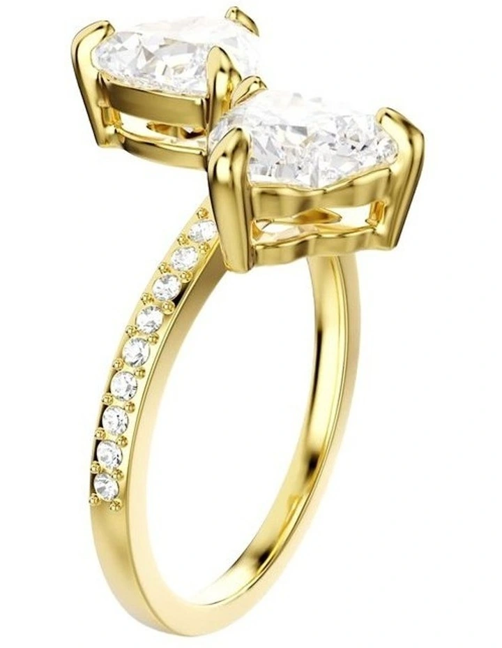 Mesmera open ring Heart cut Pav 18K gold finish in White image 2