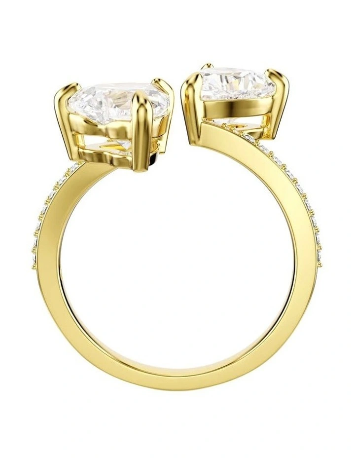 Mesmera open ring Heart cut Pav 18K gold finish in White image 3