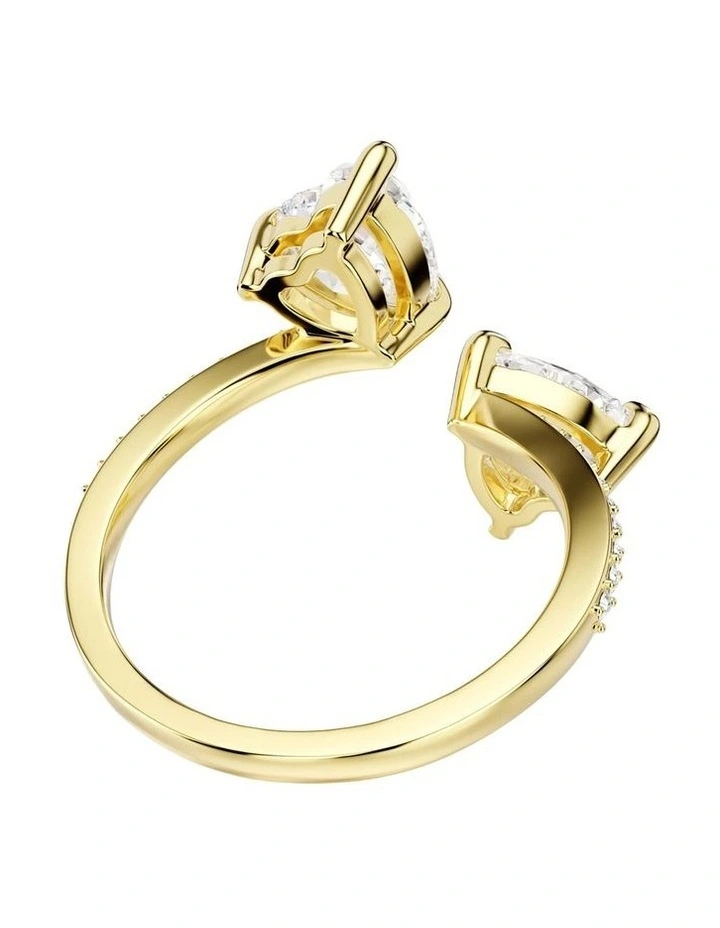 Mesmera open ring Heart cut Pav 18K gold finish in White image 4