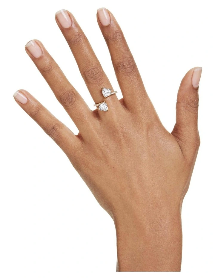 Mesmera open ring Heart cut Pav 18K gold finish in White image 5