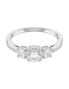 Stilla Attract ring Round cut Silver-tone finish in White