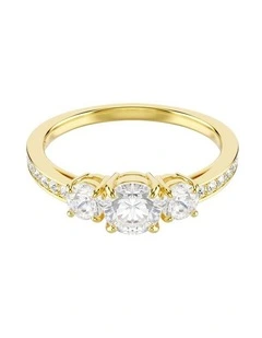 Stilla Attract ring Round cut 18K gold finish in White
