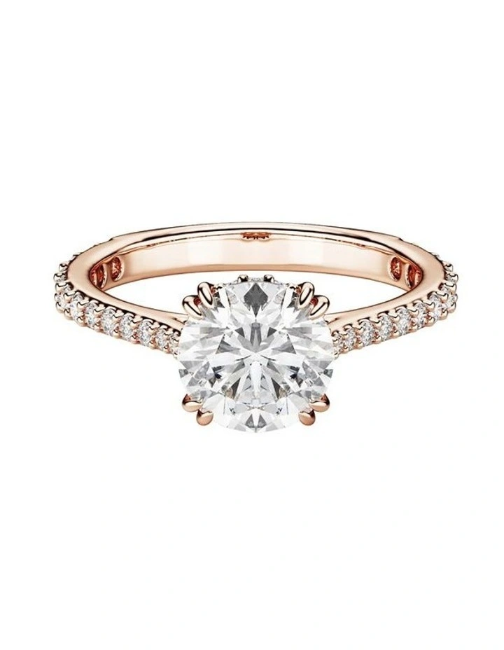 Stilla cocktail ring Round cut Pav 18K rose gold finish in White image 1