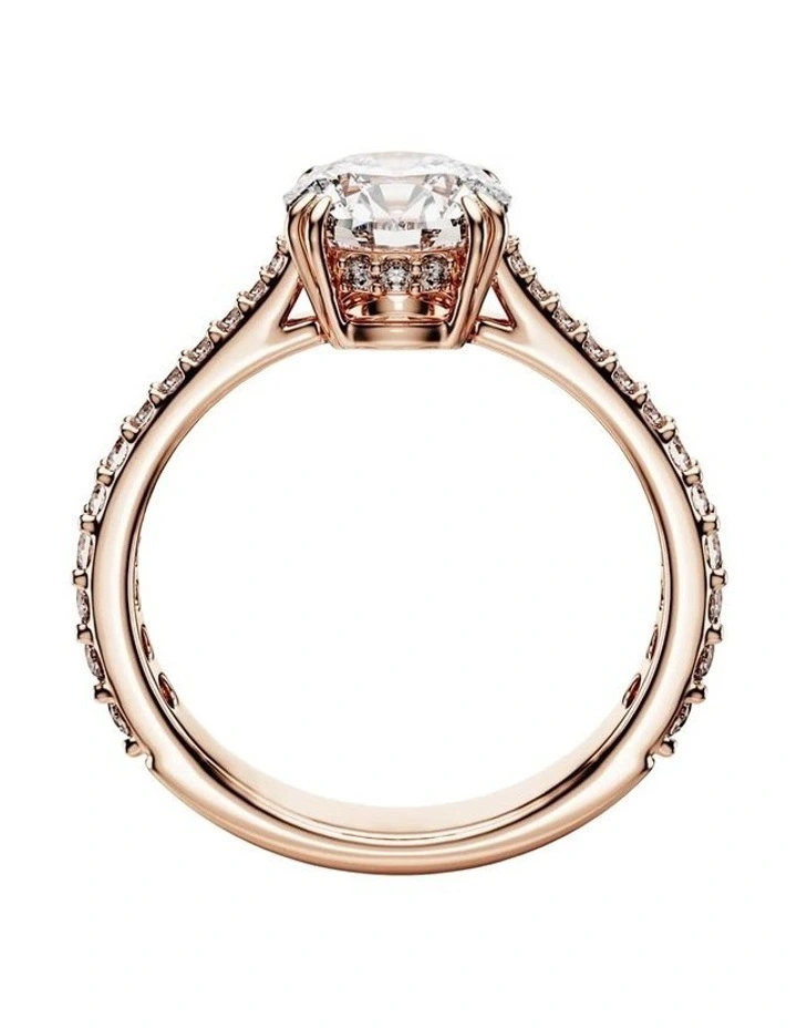 Stilla cocktail ring Round cut Pav 18K rose gold finish in White image 3