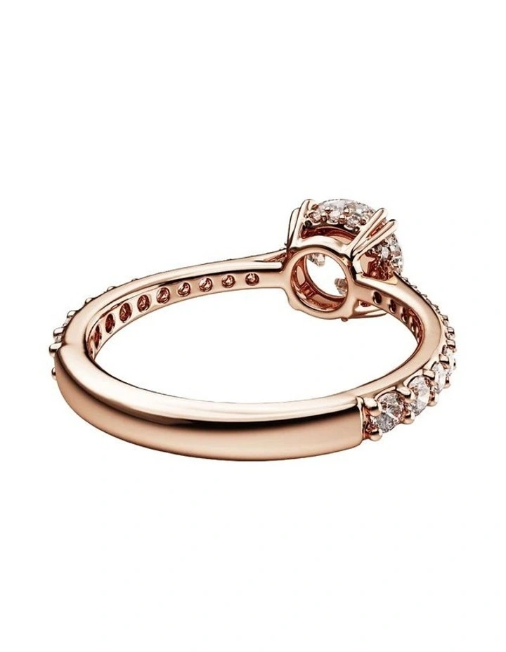 Stilla cocktail ring Round cut Pav 18K rose gold finish in White image 4