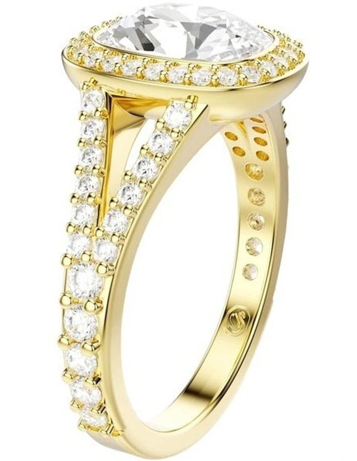 Una Angelic ring Cushion cut 18K gold finish in White image 2