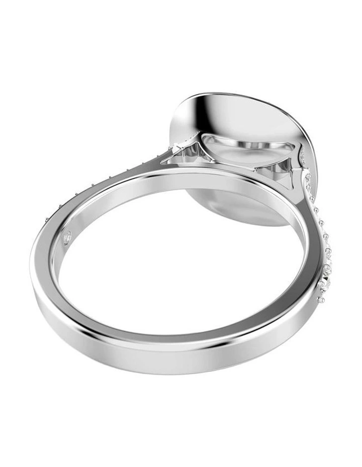 Una Angelic halo ring Cushion cut Rhodium plated in White image 4